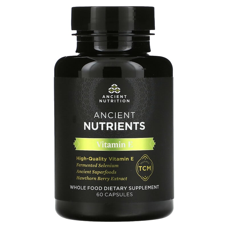 Dr. Axe / Ancient Nutrition, Vitamin E, 60 Capsules 816401023384