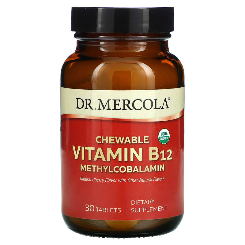 Dr. Mercola Chewable Vitamin B12 Methylcobalamin Natural Cherry 30 Tablets 810487036634
