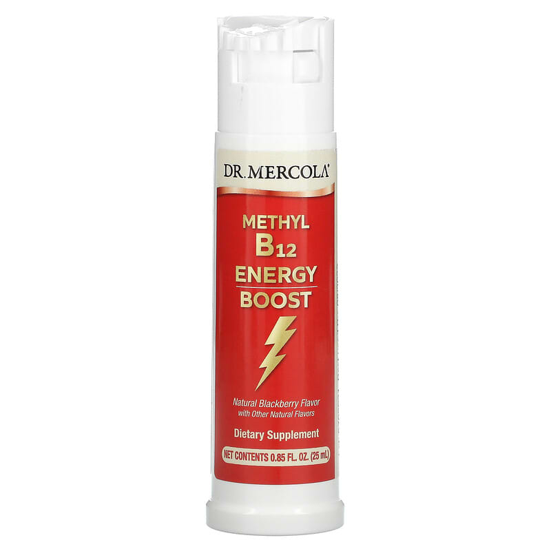 Dr. Mercola Methyl Vitamin B12 Energy Booster Natural Blackberry 0.85 fl oz (25 ml) 813006010443