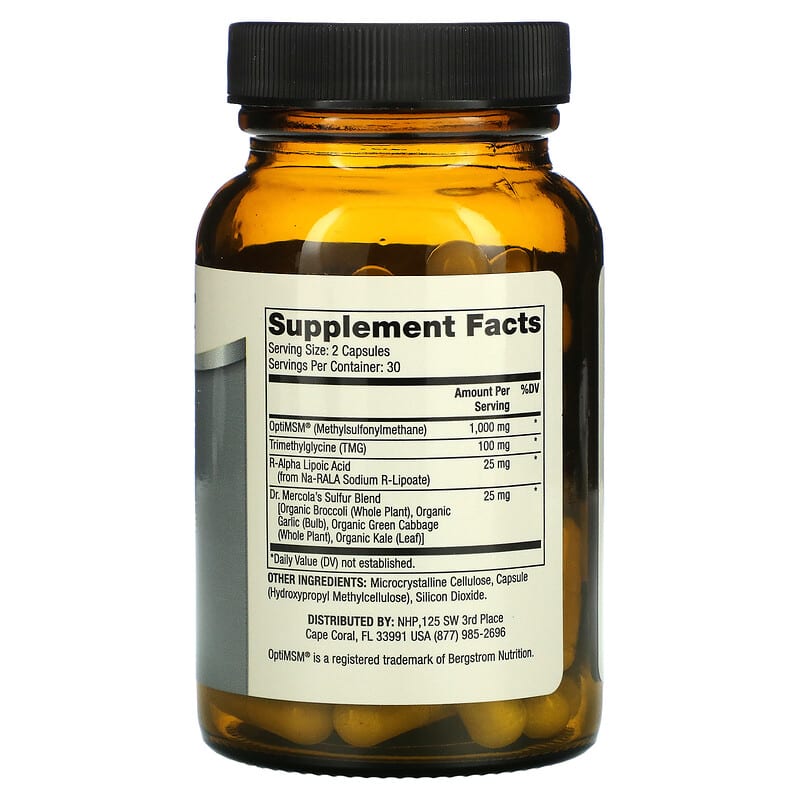 Dr. Mercola, MSM, Methylsulfonylmethane Sulfur Complex, 60 Capsules 813006015004