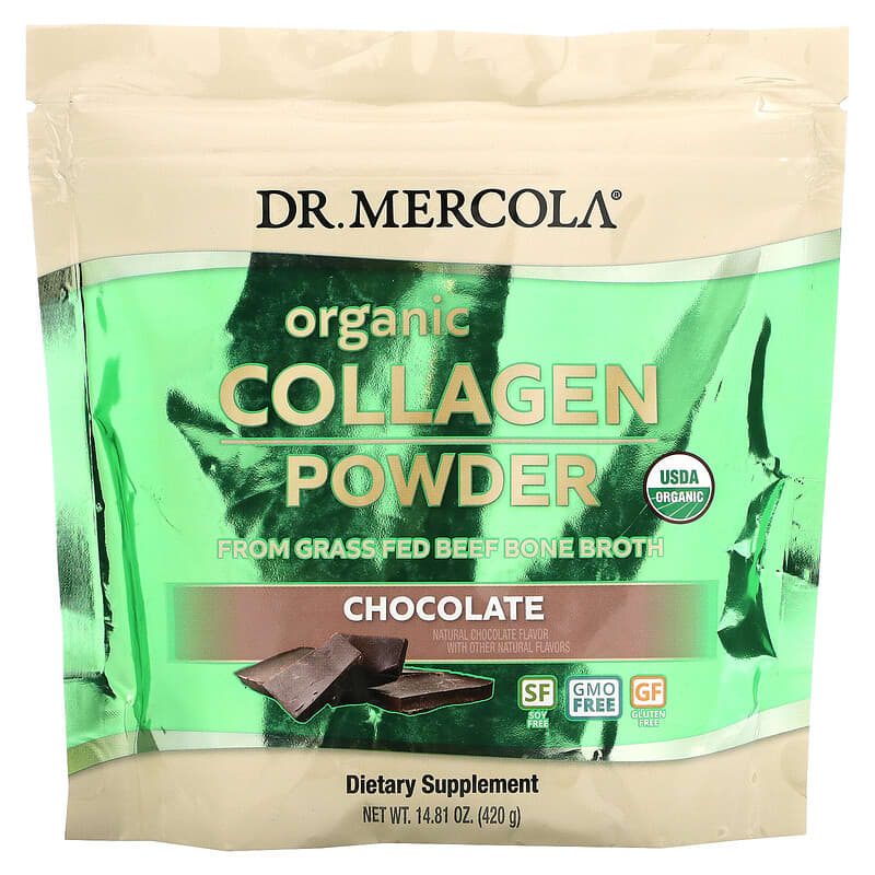 Dr. Mercola Organic Collagen Powder Chocolate 14.81 oz (420 g) 810487032483