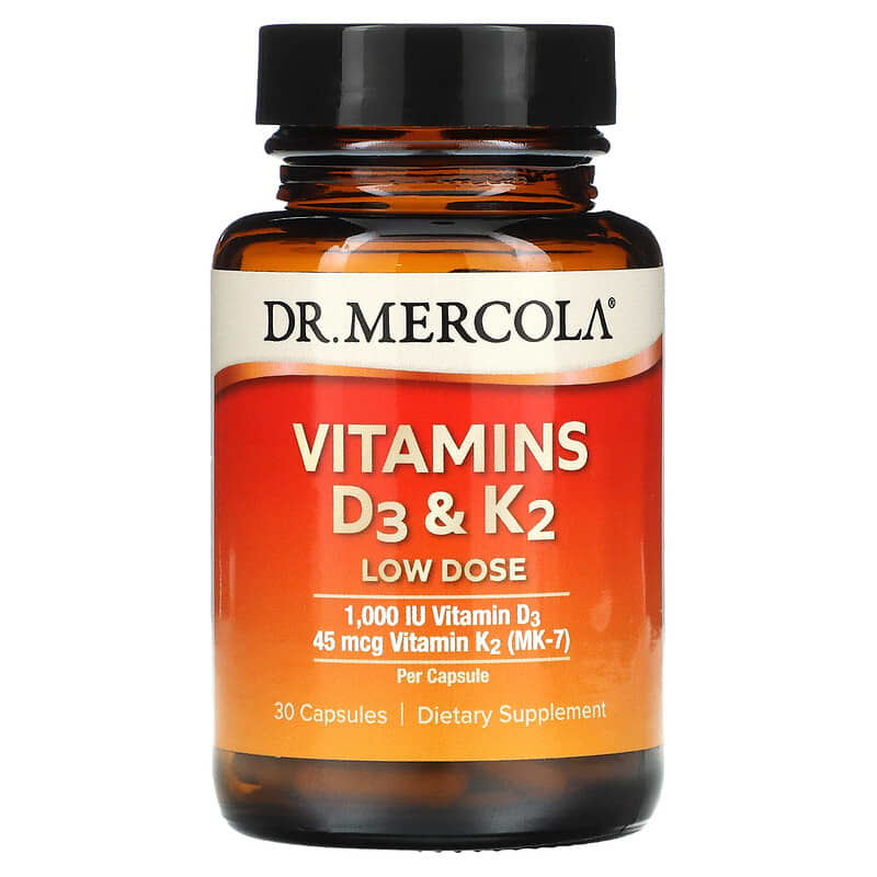 Dr. Mercola Vitamins D3 & K2 Low Dose 30 Capsules 810094210991