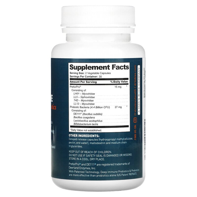 Dr. Tobias, Deep Immune, Probiotics & Prebiotics, 60 Delayed Release Capsules 842367001210