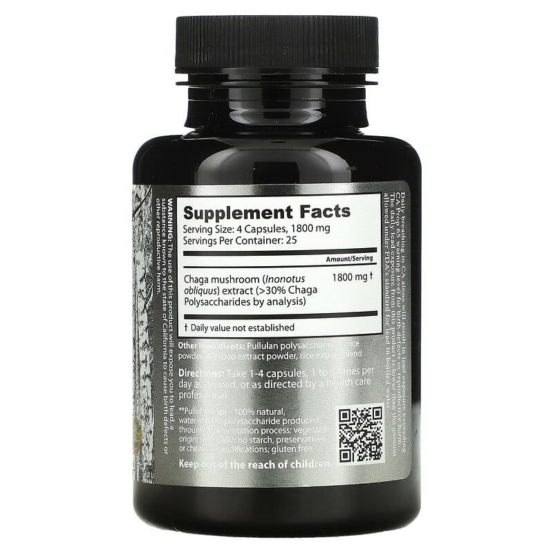 Dragon Herbs ( Ron Teeguarden ), Wild Siberian Chaga, 450 mg, 100 Capsules 679372005052