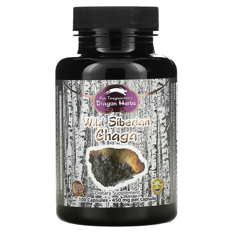 Dragon Herbs (Ron Teeguarden) Wild Siberian Chaga 450 mg 100 Capsules 679372005052