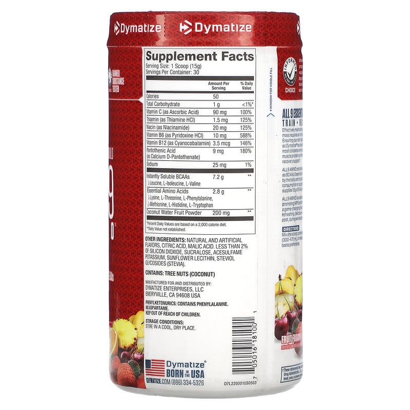 Dymatize, ALL9AMINO, Fruit Fusion Rush, 15.87 (450 g) 705016181001