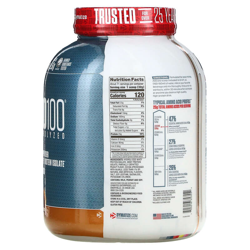 Dymatize, ISO100 Hydrolyzed, 100% Whey Protein Isolate, Chocolate Peanut Butter, 5 lb (2.3 kg) 705016353552