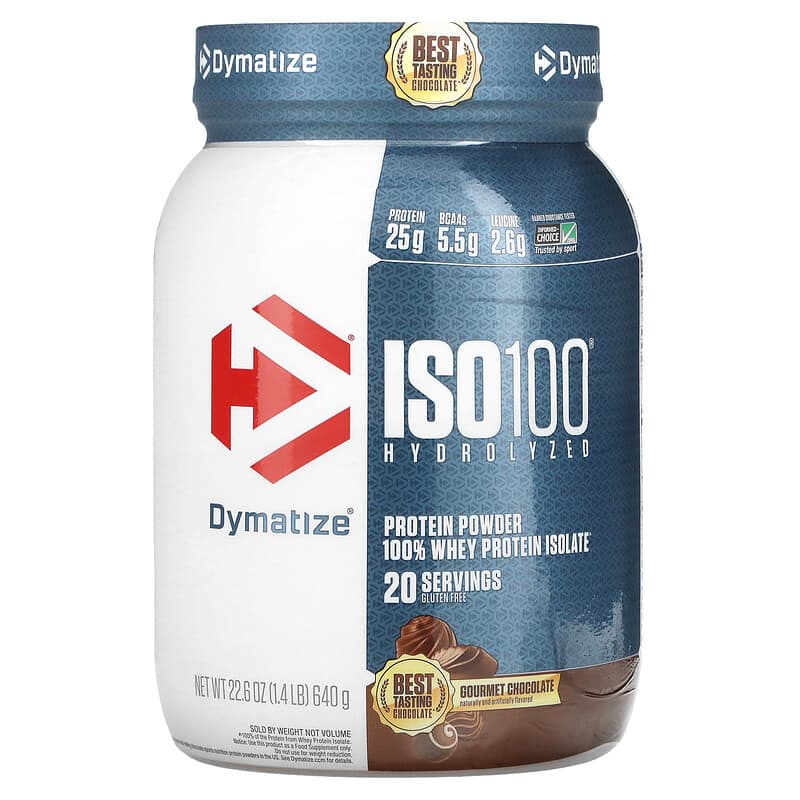 Dymatize ISO100 Hydrolyzed 100% Whey Protein Isolate Gourmet Chocolate 1.4 lb (640 g) 705016357208
