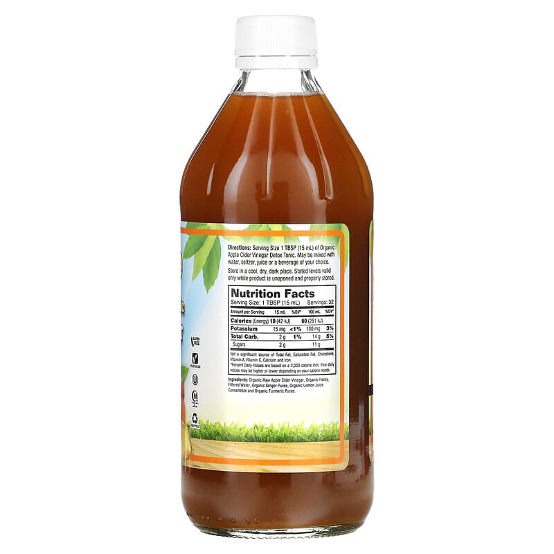 Dynamic Health, Certified Organic Apple Cider Vinegar Detox Tonic, 16 fl oz (473 ml) 790223656640