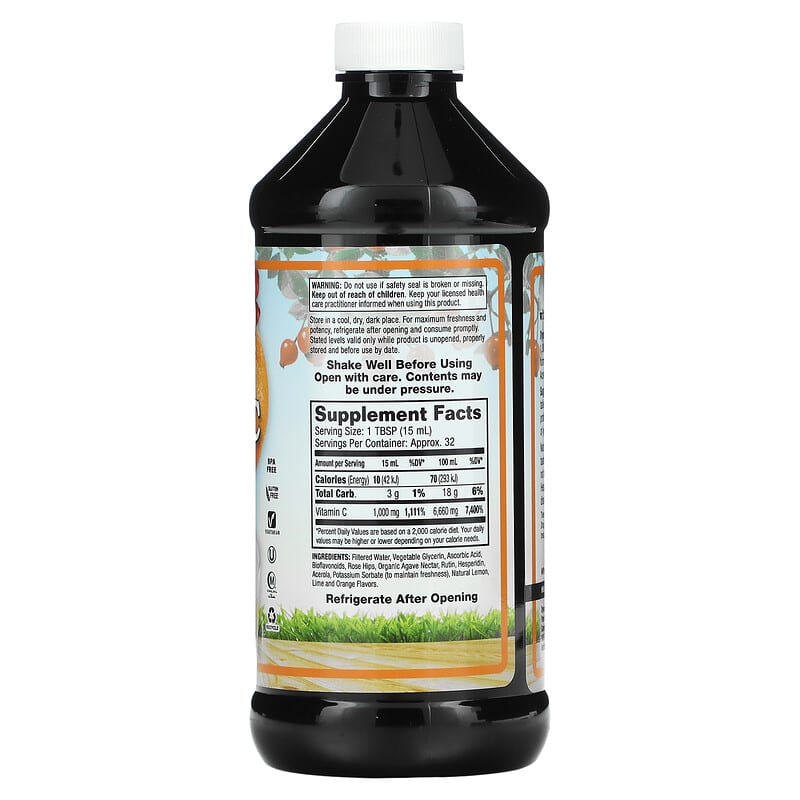 Dynamic Health, Liquid Vitamin C, Natural Citrus , 1,000 mg, 16 fl oz (473 ml) 790223100396