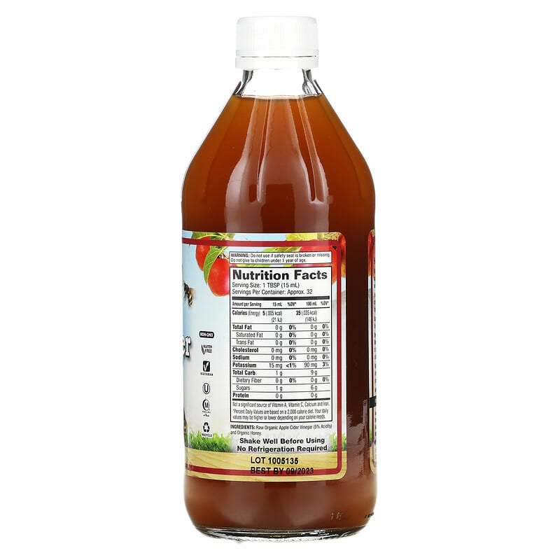 Dynamic Health, Organic Raw Apple Cider Vinegar with Mother & Honey, 16 fl oz (473 ml) 790223102284