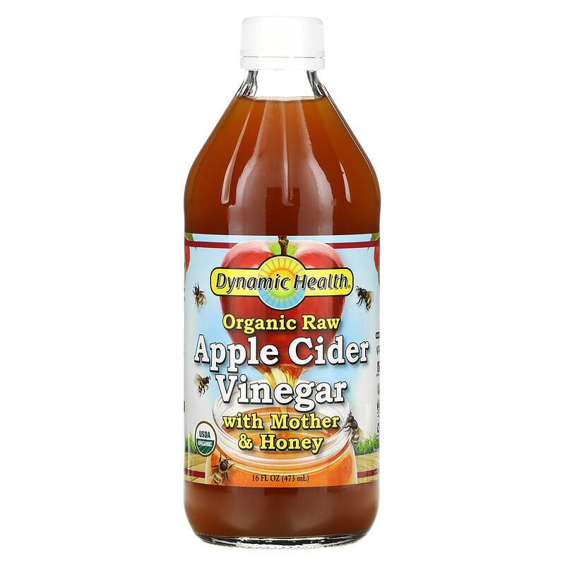 Dynamic Health Organic Raw Apple Cider Vinegar with Mother & Honey 16 fl oz (473 ml) 790223102284