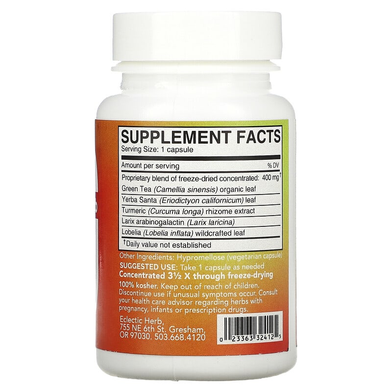 Eclectic Institute, Freeze Dried Fresh, Lung Support, 400 mg, 45 Veg Caps 23363324125