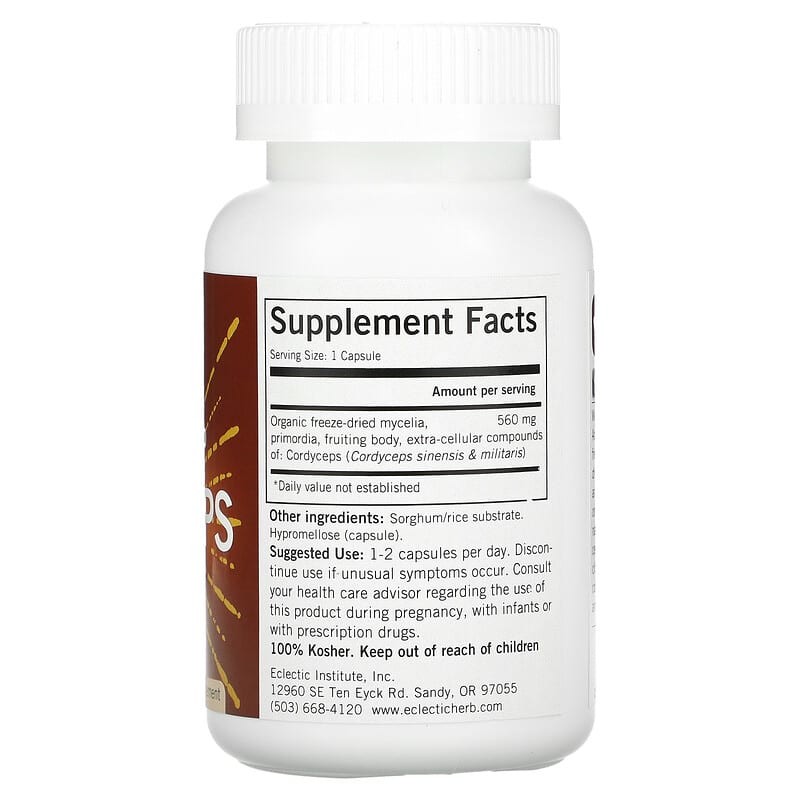 Eclectic Institute, Fresh Freeze-Dried Cordyceps Mushrooms, 560 mg, 120 Veg Caps 23363301003