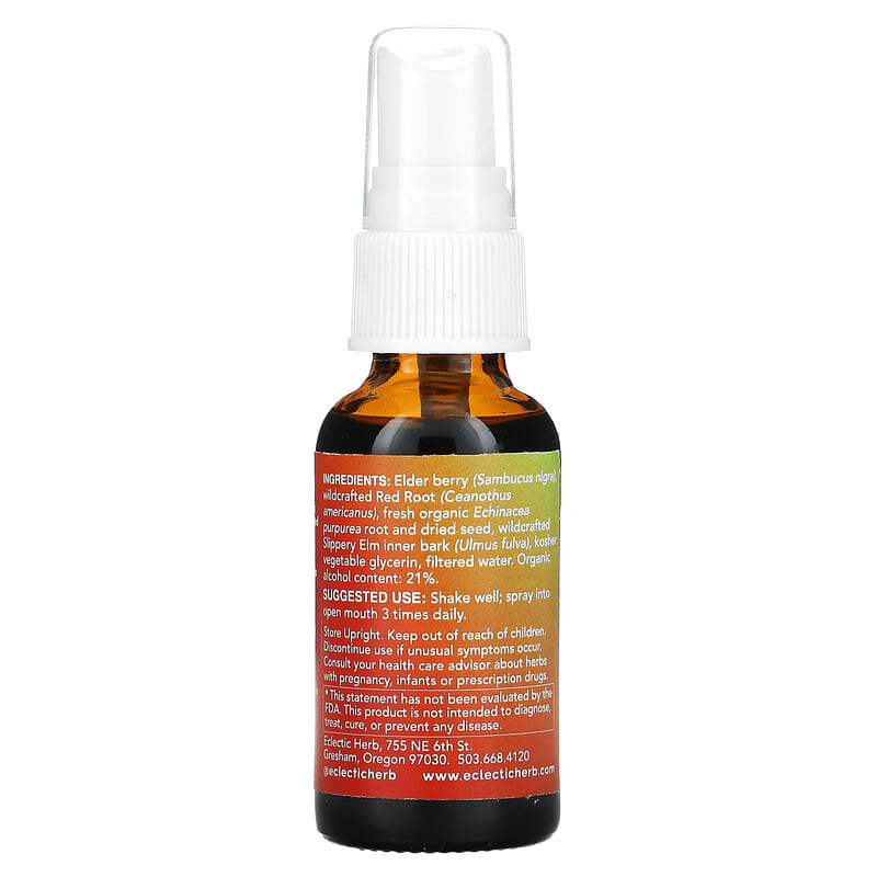 Eclectic Institute, Herbal Throat Spray, Elderberry Red Root, 1 fl oz (30 ml) 23363200726