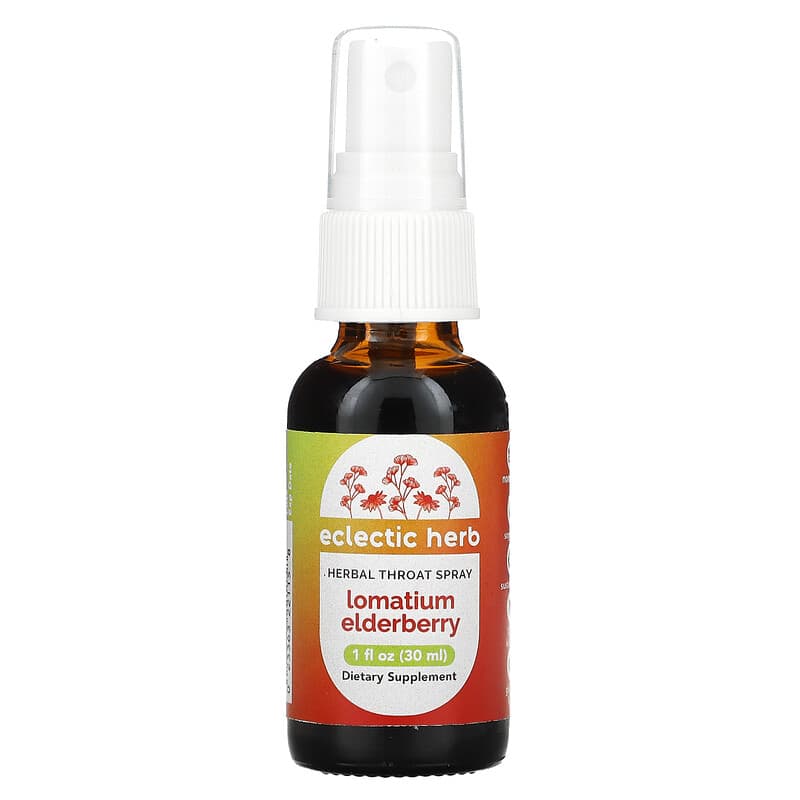 Eclectic Institute Herbal Throat Spray Lomatium Elderberry 1 fl oz (30 ml) 23363221158