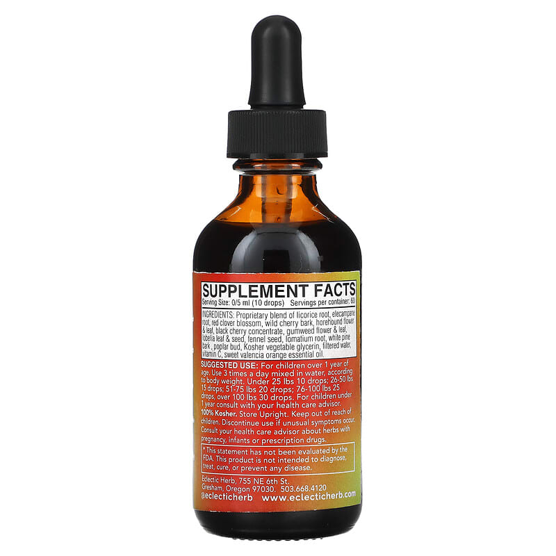 Eclectic Institute, Kids Herbal Glycerite, Herbal Cough Elixir, 2 fl oz (60 ml) 23363622061