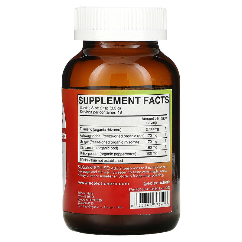 Eclectic Institute, Traditional Recipe, Golden Milk, 2.1 oz (60 g) 23363376476