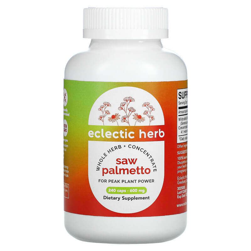 Eclectic Institute Whole Herb Concentrate Saw Palmetto 600 mg 240 Caps 23363302505
