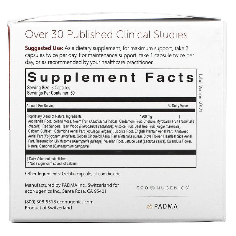 Econugenics, Padma Basic, 180 Capsules 49347019016