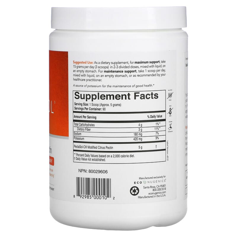 Econugenics, PectaSol, Modified Citrus Pectin Powder, 16 oz (454 g) 892985000102