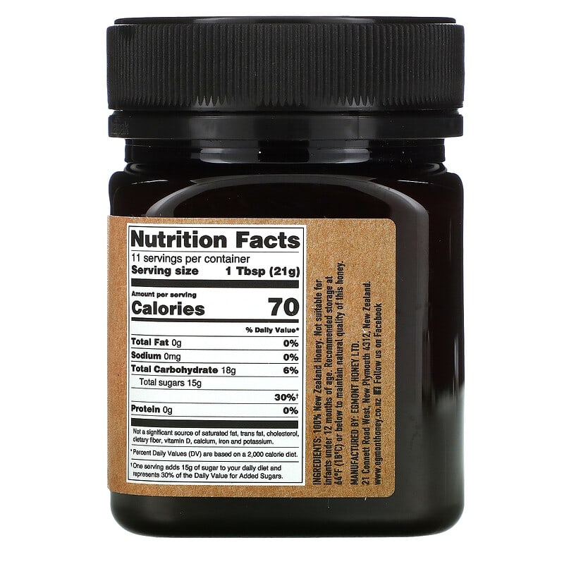 Egmont Honey, Manuka Honey, Raw And Unpasteurized, 573+ MGO, 8.82 oz (250 g) 9421034911284
