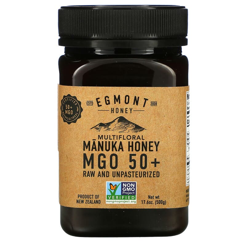 Egmont Honey Multifloral Manuka Honey Raw And Unpasteurized MGO 50+ 17.6 oz (500 g) 9421034910539