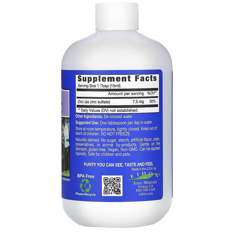 Eidon Mineral Supplements, Zinc, 18 oz (533 ml) 640923000147