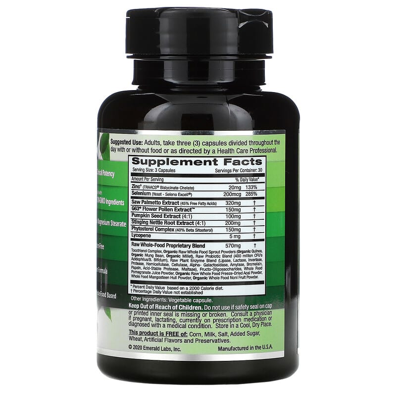 Emerald Laboratories, Prostate Health, 90 Vegetable Caps 743650002207