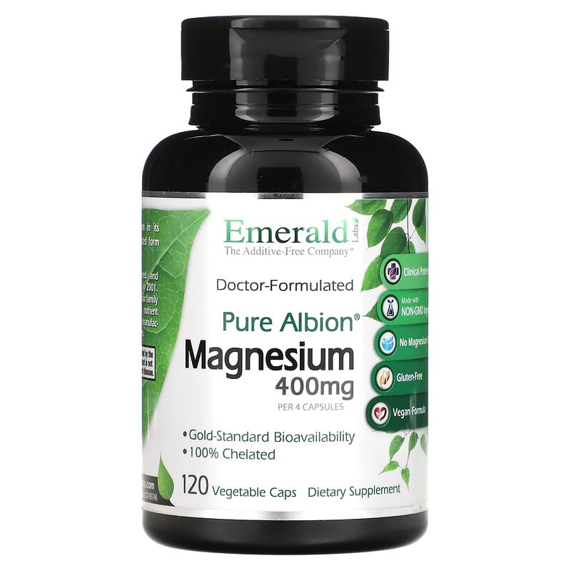 Emerald Laboratories Pure Albion Magnesium 100 mg 120 Vegetable Caps 743650003525