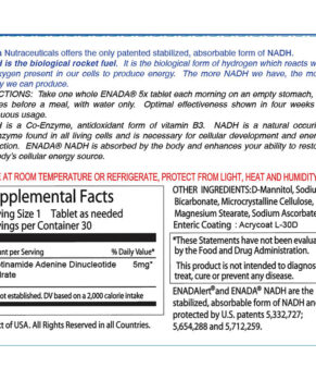 ENADA, NADH 5x, 5 mg, 30 Tablets 709546103502