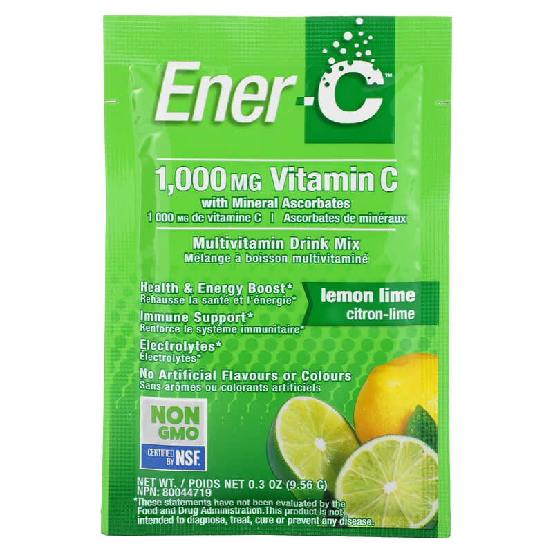 Ener-C, Vitamin C, Multivitamin Drink Mix, Lemon Lime, 1,000 mg, 30 Packets, 0.3 oz (9.56 g) Each 873024001014