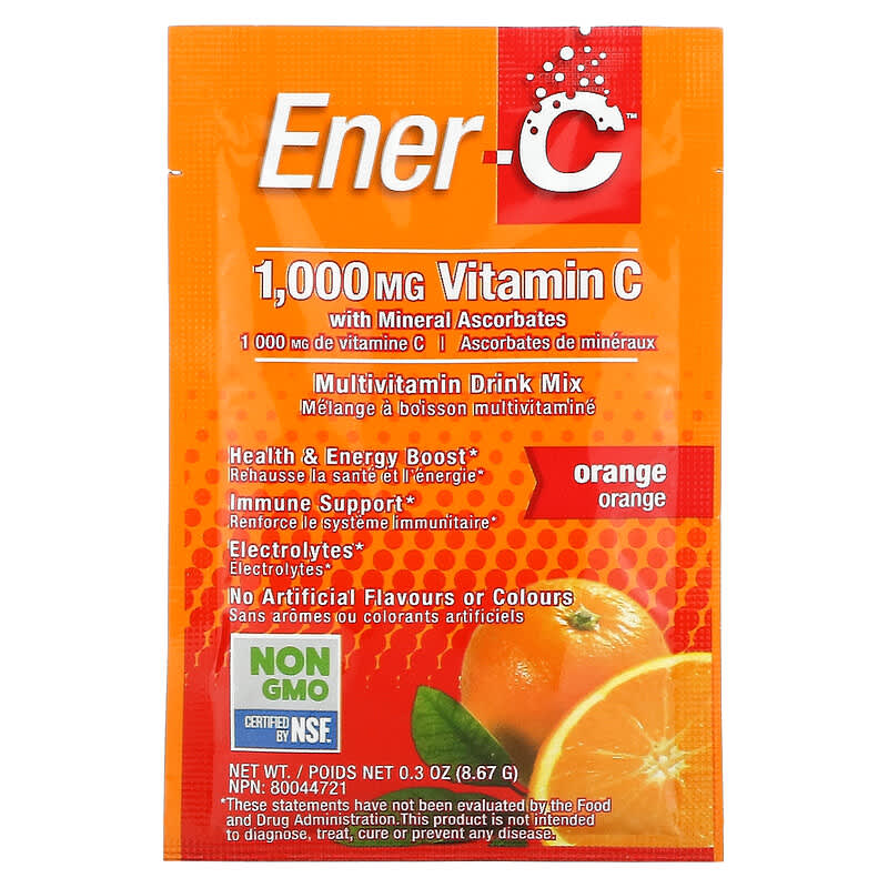 Ener-C, Vitamin C, Multivitamin Drink Mix, Orange, 1,000 mg, 30 Packets, 0.3 oz (8.67 g) Each 873024001007
