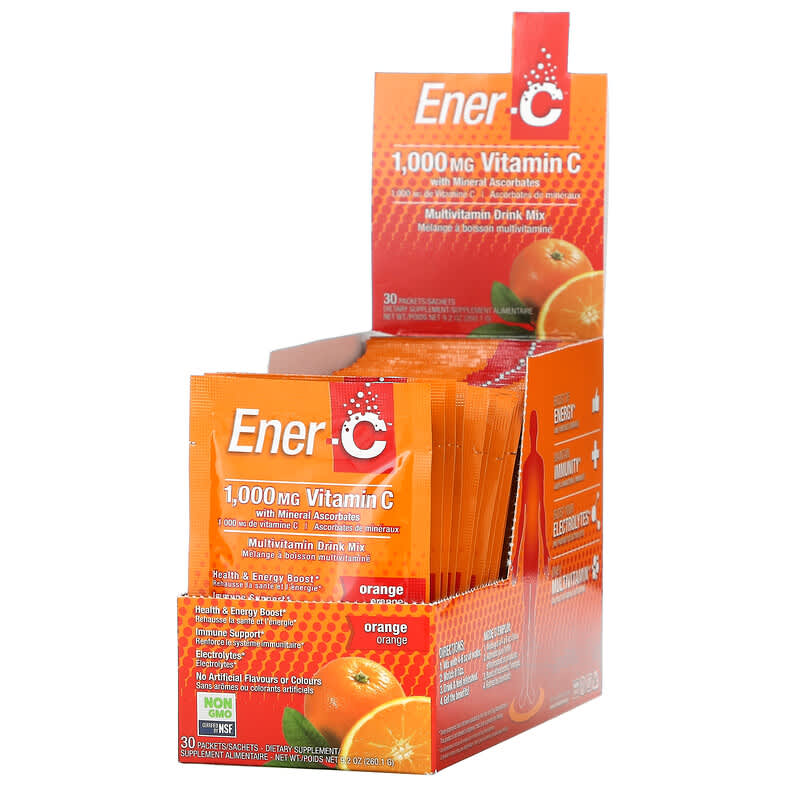 Ener-C Vitamin C Multivitamin Drink Mix Orange 1,000 mg 30 Packets 0.3 oz (8.67 g) Each 873024001007