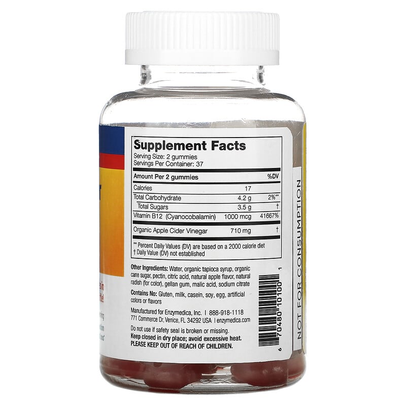 Enzymedica, Apple Cider Vinegar Gummies, 74 Vegan Gummies 670480101001
