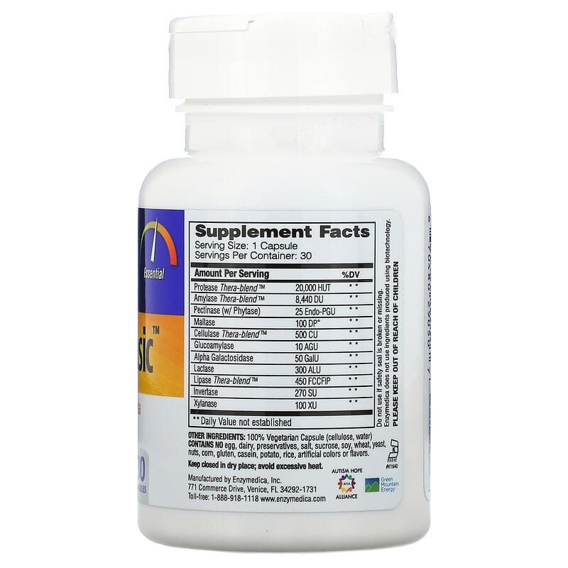 Enzymedica, Digest Basic, Essential Enzyme Formula, 30 Capsules 670480290507