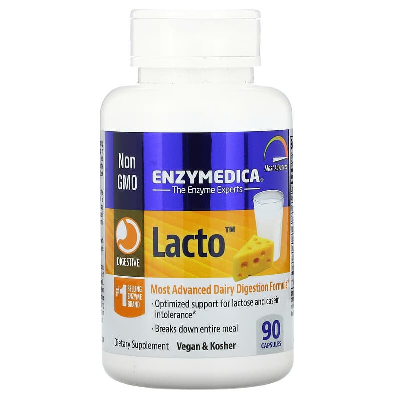 Enzymedica Lacto Most Advanced Dairy Digestion Formula 90 Capsules 670480241219