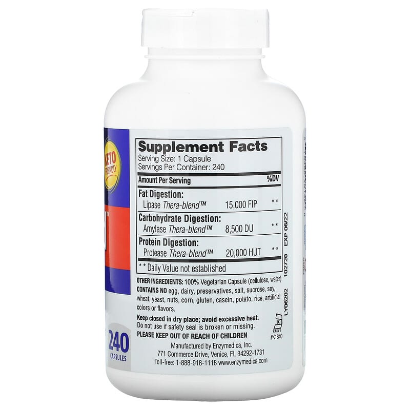 Enzymedica, Lypo Gold, For Fat Digestion, 240 Capsules 670480981320