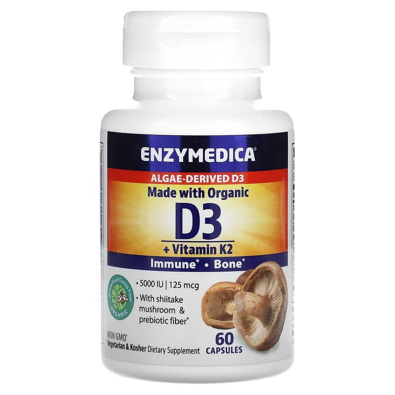 Enzymedica, Organic D3 + Vitamin K2, 60 Capsules 670480101292