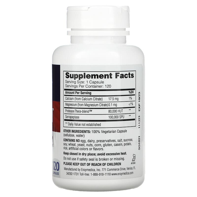 Enzymedica, SerraGold, High Potency Serrapeptase, 120 Capsules 670480263013