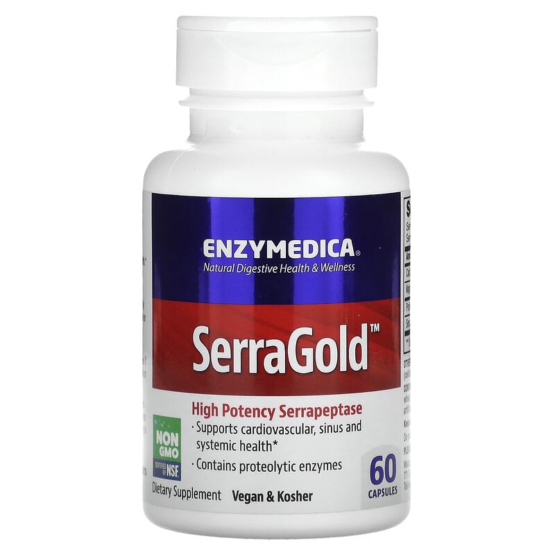 Enzymedica SerraGold High Potency Serrapeptase 60 Capsules 670480263006