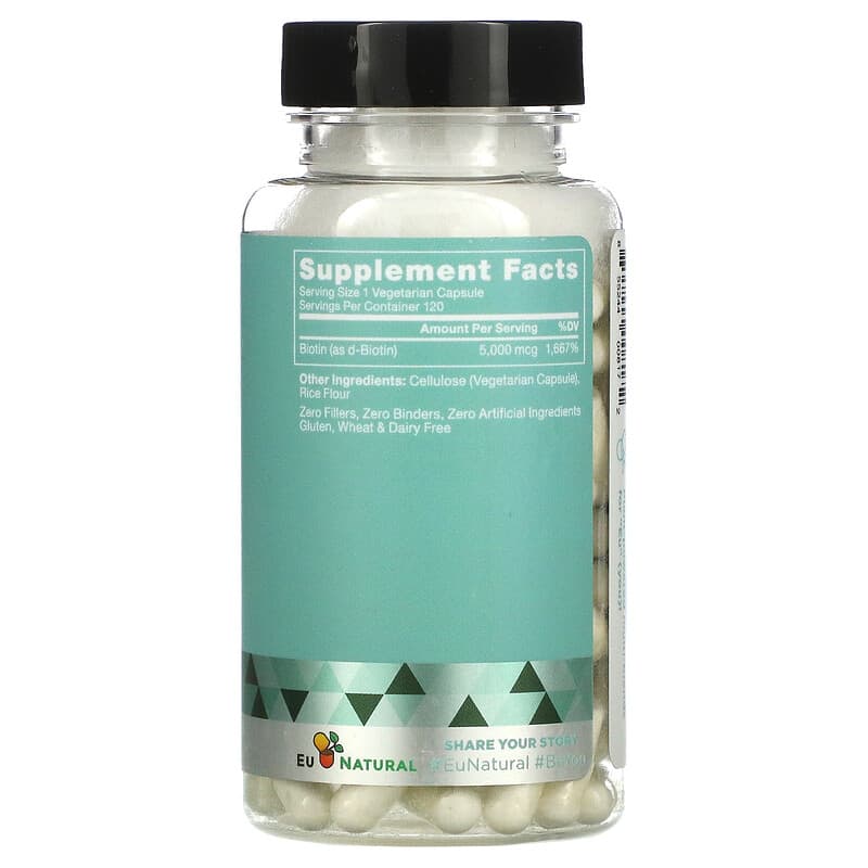 Eu Natural, Biotin, 5,000 mcg, 120 Vegetarian Capsules 855244008172