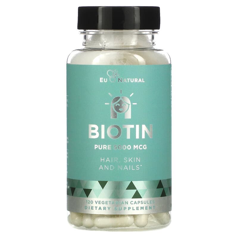 Eu Natural Biotin 5,000 mcg 120 Vegetarian Capsules 855244008172