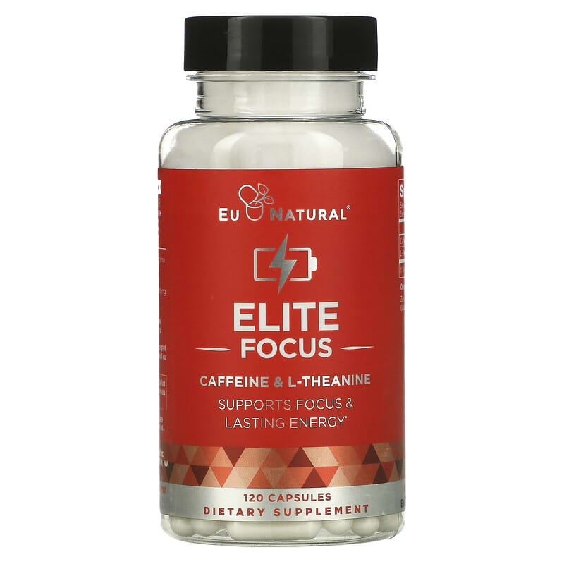 Eu Natural ELITE FOCUS Caffeine & L-Theanine 120 Capsules 855244008165