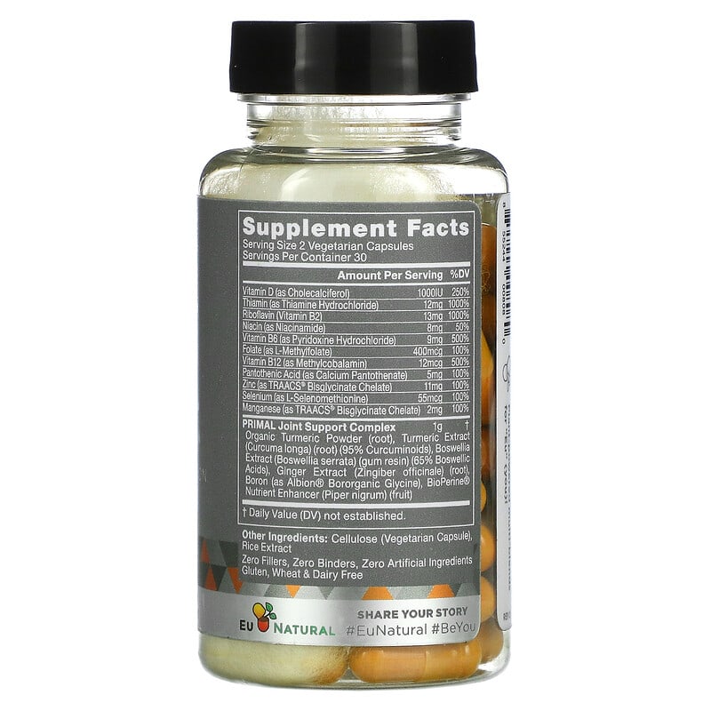 Eu Natural, PRIMAL, Turmeric & Boswellia, 60 Vegetarian Capsules 855244008080