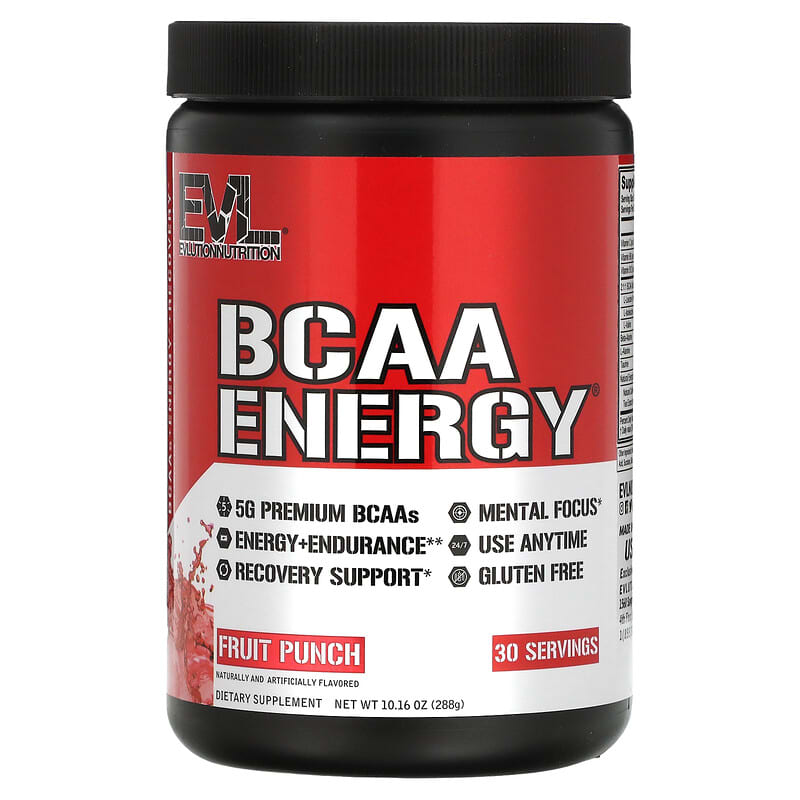 EVLution Nutrition BCAA ENERGY Fruit Punch 10.16 oz (288 g) 818901020023