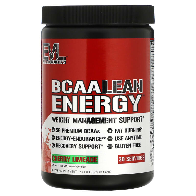 EVLution Nutrition BCAA LEAN ENERGY Weight Management Support Cherry Limeade 10.90 oz (309 g) 710051864246