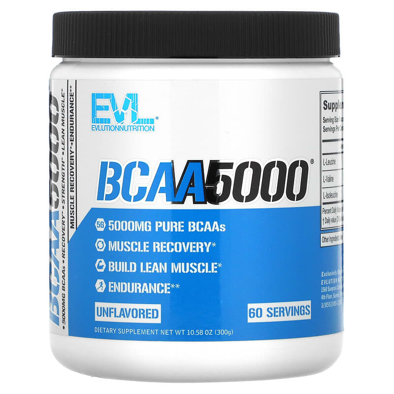 EVLution Nutrition BCAA5000 Unflavored 10.58 oz (300 g) 685450087513
