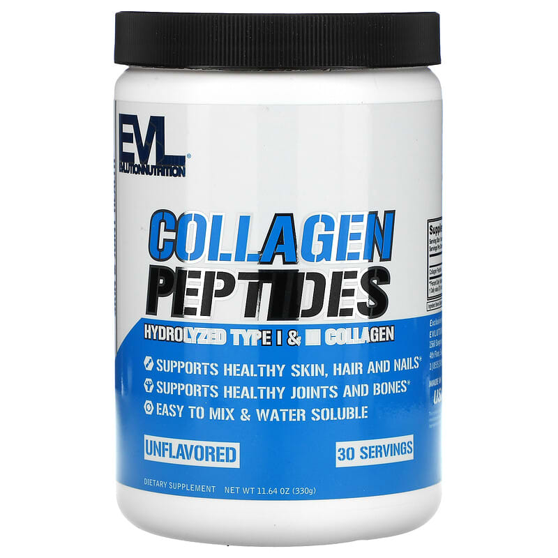 EVLution Nutrition Collagen Peptides Hydrolyzed Type I & III Collagen Unflavored 11.64 oz (330 g) 818901024601