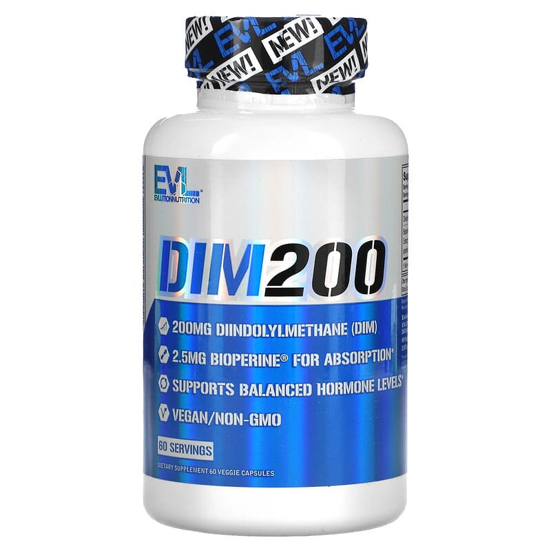 EVLution Nutrition DIM 200 200 mg 60 Veggie Capsules 818901027046
